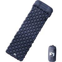 Berkfield Home Inflating Camping Mattress with Pillow 1-Person Grey in Dark Navy