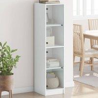 Berkfield Home Highboard with Glass Doors White 35x37x142 cm | Size: 35 x 37 x 142 cm