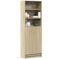 Berkfield Home Highboard with LED Sonoma Oak 69x32.5x200 cm Engineered Wood in Light Tan