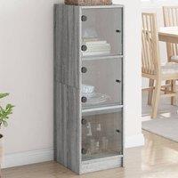 Berkfield Home Highboard with Glass Doors Grey Sonoma 35x37x109 cm | Size: 35 x 37 x 109 cm