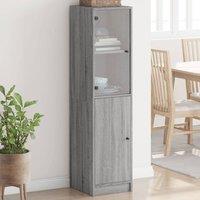 Berkfield Home Highboard with Glass Door Grey Sonoma 35x37x142 cm | Size: 35 x 37 x 142 cm