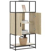 Berkfield Home Highboard Sonoma Oak 68x35x139 cm Engineered Wood & Metal in Light Brown | Size: 68 x 35 x 139 cm