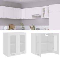 Berkfield Home Hanging Glass Cabinet White 60x31x60 cm Engineered Wood | Size: 60 x 31 x 60 cm