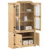 Berkfield Home Glass Display Cabinet Corona 103.5x42x180 cm Solid Wood Pine in Light Tan