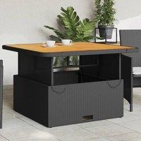 Berkfield Home Garden Table Black 110x110x71 cm Poly Rattan & Acacia Wood | Size: 110 x 110 x 71 cm