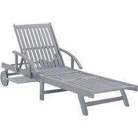 Berkfield Home Garden Sun Lounger Grey Solid Acacia Wood
