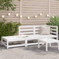 Berkfield Home Garden Sofa with Footstool 2-Seater White Solid Wood Pine
