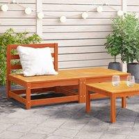 Berkfield Home Garden Sofa Armless with Footstool Wax Brown Solid Wood Pine