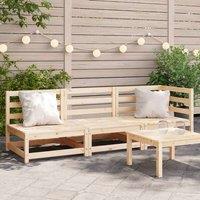 Berkfield Home Garden Sofa 3-Seater Solid Wood Pine in Natural