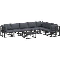 Berkfield Home Garden Sofa Set with Cushion with Pillow 8 pcs Black Aluminium