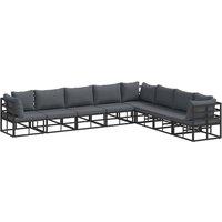 Berkfield Home Garden Sofa Set with Cushion with Pillow 8 pcs Black Aluminium