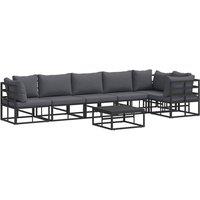 Berkfield Home Garden Sofa Set with Cushion with Pillow 7 pcs Black Aluminium