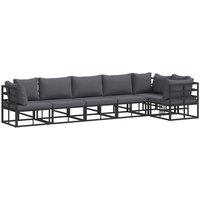 Berkfield Home Garden Sofa Set with Cushion with Pillow 6 pcs Black Aluminium