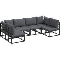 Berkfield Home Garden Sofa Set with Cushion with Pillow 6 pcs Black Aluminium