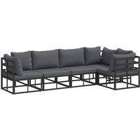 Berkfield Home Garden Sofa Set with Cushion with Pillow 5 pcs Black Aluminium