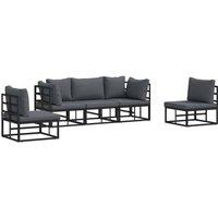 Berkfield Home Garden Sofa Set with Cushion with Pillow 5 pcs Black Aluminium