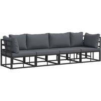 Berkfield Home Garden Sofa Set with Cushion with Pillow 4 pcs Black Aluminium