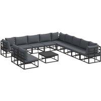 Berkfield Home Garden Sofa Set with Cushion with Pillow 12 pcs Black Aluminium