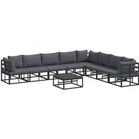 Berkfield Home Garden Sofa Set 9 pcs Black 70 x 70 x 32 cm Aluminium