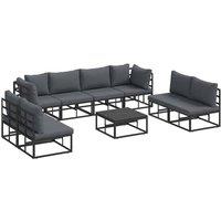 Berkfield Home Garden Sofa Set 9 pcs Black 70 x 70 x 32 cm Aluminium
