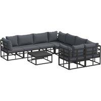 Berkfield Home Garden Sofa Set 9 pcs Black 70 x 70 x 32 cm Aluminium