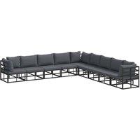 Berkfield Home Garden Sofa Set 9 pcs Black 353 x 353 x 71 cm Aluminium