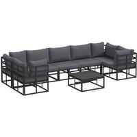 Berkfield Home Garden Sofa Set 8 pcs Black Aluminium