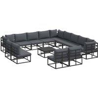 Berkfield Home Garden Sofa Set 14 pcs Black 70 x 70 x 32 cm Aluminium