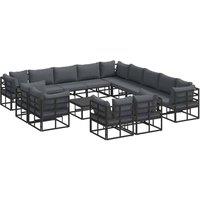 Berkfield Home Garden Sofa Set 14 pcs Black 70 x 70 x 32 cm Aluminium