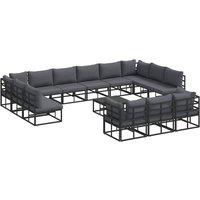 Berkfield Home Garden Sofa Set 14 pcs Black 70 x 70 x 32 cm Aluminium