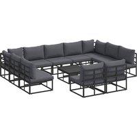 Berkfield Home Garden Sofa Set 12 pcs Black 70 x 70 x 32 cm Aluminium
