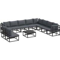 Berkfield Home Garden Sofa Set 11 pcs Black 70 x 70 x 32 cm Aluminium