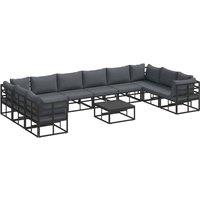 Berkfield Home Garden Sofa Set 11 pcs Black 70 x 70 x 32 cm Aluminium