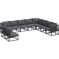 Berkfield Home Garden Sofa Set 10 pcs Black 353 x 283 x 71 cm Aluminium