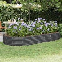 Berkfield Home Garden Raised Bed Powder-coated Steel 296x140x36 cm Anthracite in Dark Grey | Size: 296 x 140 x 36 cm