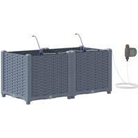 Berkfield Home Garden Planters with Water Irrigation System 2 pcs Light Grey