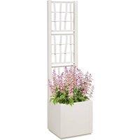 Berkfield Home Garden Planter with Trellis White 36x36x140 cm PP in Off-White | Size: 36 x 36 x 140 cm