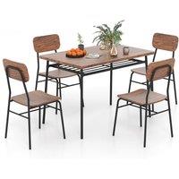 Gymax 5PCS Dining Table Set For 4 With Wood Rectangular Table & 4 Chairs in Brown | Size: 5 Pack