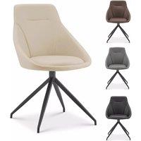 Havendro Cream Faux Leather Swivel Office Chair - No Wheels, 360 Rotation Cream