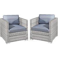 Oseasons Malta Rattan 2 Seat Twin Chair Set in Light Grey