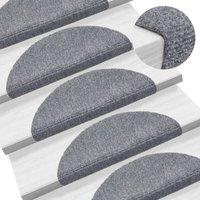 Berkfield Home 15 Self-adhesive Stair Mats Needle Punch 56x17x3 cm Light Grey | Size: Medium
