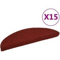 Berkfield Home 15 pcs Self-adhesive Stair Mats Needle Punch 56x17x3 cm Red | Size: Medium