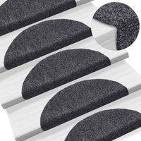 Berkfield Home 15pcs Self-adhesive Stair Mats Needle Punch 56x17x3cm Dark Grey | Size: Medium