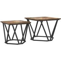 Berkfield Home 2 Piece Side Table Set Smoked Oak Engineered Wood in Brown