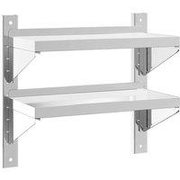 Berkfield Home 2-Tier Wall Shelf 50x23.5x60 cm Silver Stainless Steel