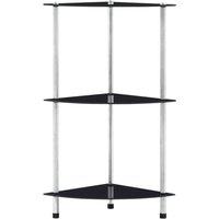 Berkfield Home 3-Tier Shelf Black 30x30x67 cm Tempered Glass | Size: 30 x 30 x 67 cm