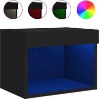 Berkfield Home Bedside Cabinet with LED Lights Wall-mounted Black