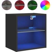 Berkfield Home Bedside Cabinet with LED Lights Wall-mounted Black