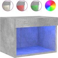 Berkfield Home Bedside Cabinet with LED Lights Wall-mounted Concrete Grey
