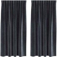 Berkfield Home Blackout Curtains with Top Tape 2 pcs Dark Grey Velvet